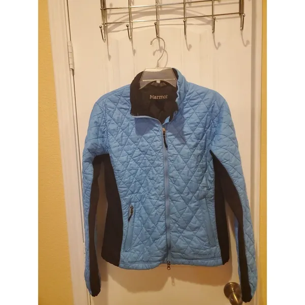 Marmot Jacket Womens L Teal/Black Quilted Full Zip Puffer Lightweight Outdoors - Image 4