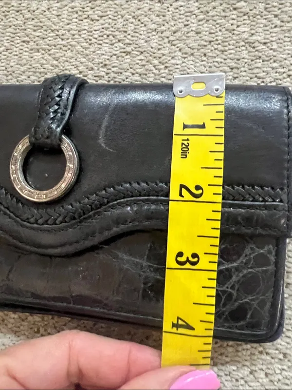 Vintage Y2K Brighton Black Leather Snap Closure Accessory with Silver - Image 7