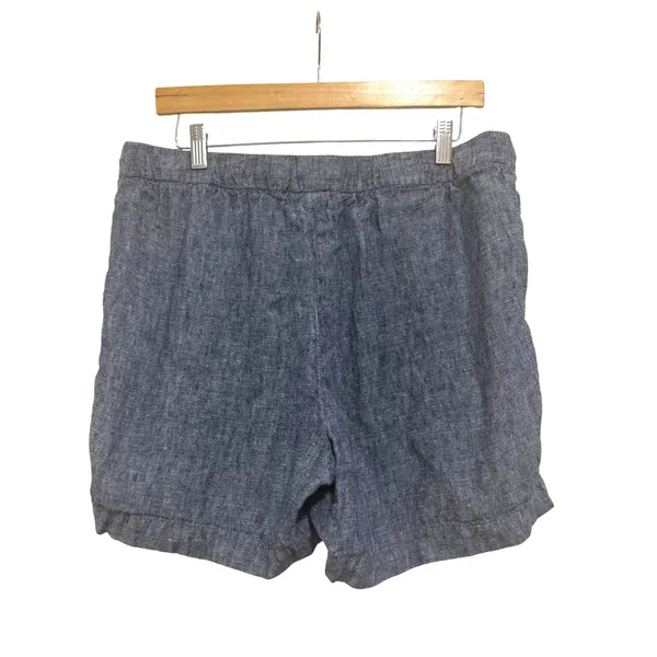 Talbots Womens Navy Blue 100% Linen Drawstring Tassel Shorts Size Large L - Image 2