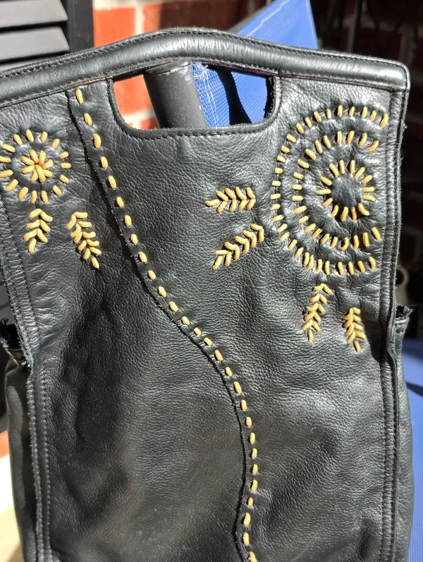 Lucky Brand Black Leather Fold Over Purse NO Shoulder Strap - Image 5