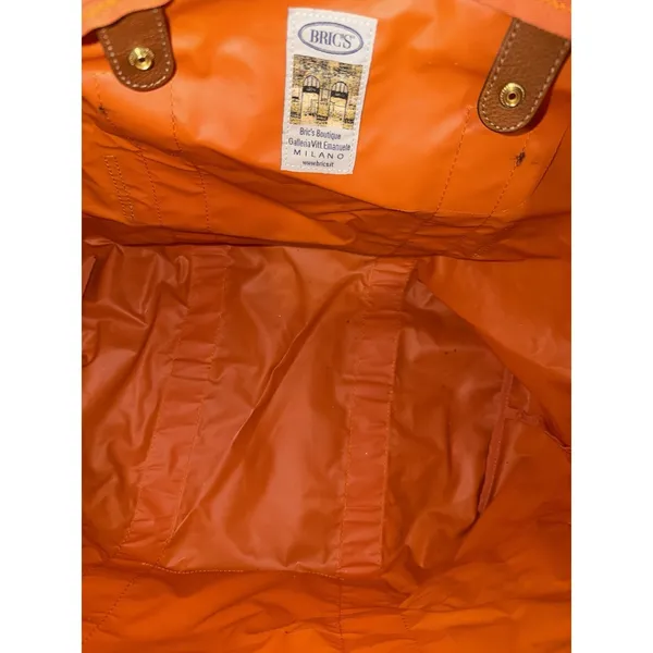 BRIC'S $210 Large‎ X Travel Deluxe Weekender Duffle Bag Orange Nylon Leather 22" - Image 12