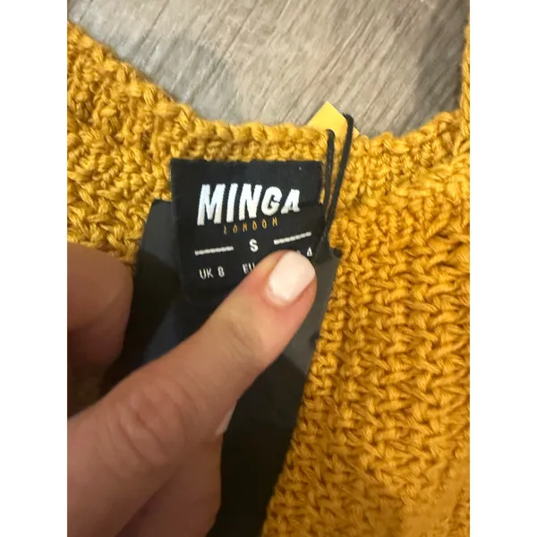 NWT Minga London‎ Mustard Crochet Bell Sleeve Crop Top - Size S - Image 2