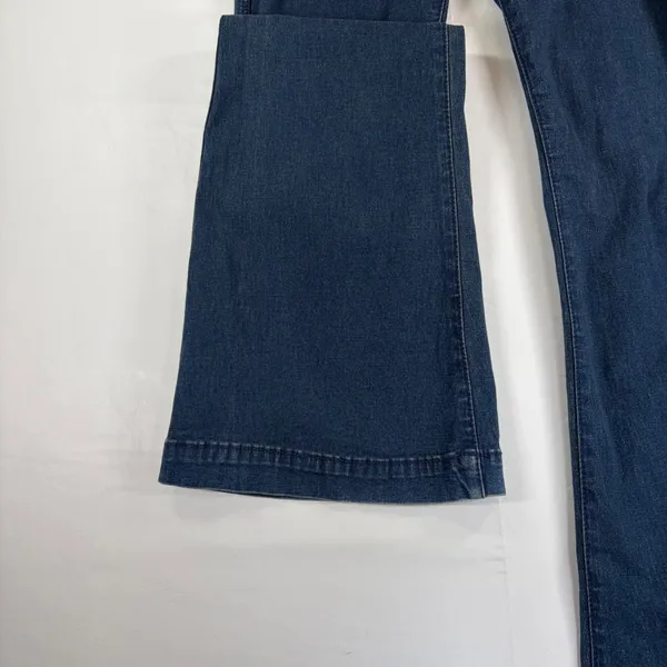 Free People Penny Pull On Flare Jeans Dark Wash Blue Denim Size 30x33 Bohemian - Image 3