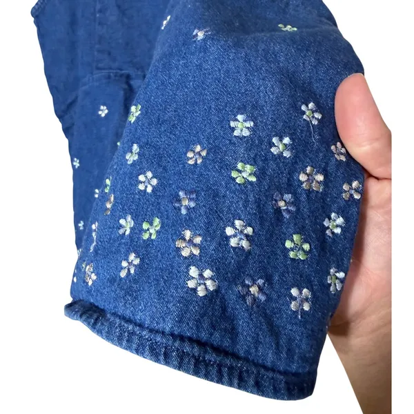 Anchor Blue Vintage Denim Floral Embroidered‎ Tank Top M Blue 90s - Image 3