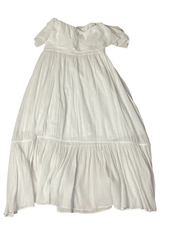 MAJORELLE White Selvaggia Midi Dress Tiered Ruffle Off The Shoulder Size Medium - Image 7