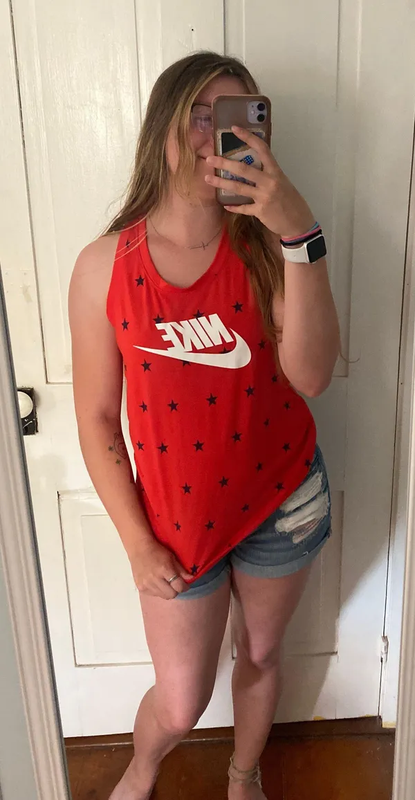 red and white and blue star tank top - Image 2