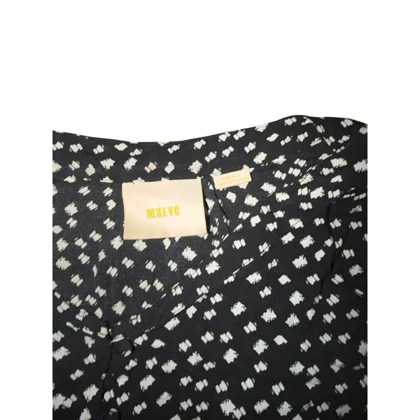 Maeve Anthropologie Black White‎ Polka Dot Tiered Babydoll Tunic Top Small - Image 3