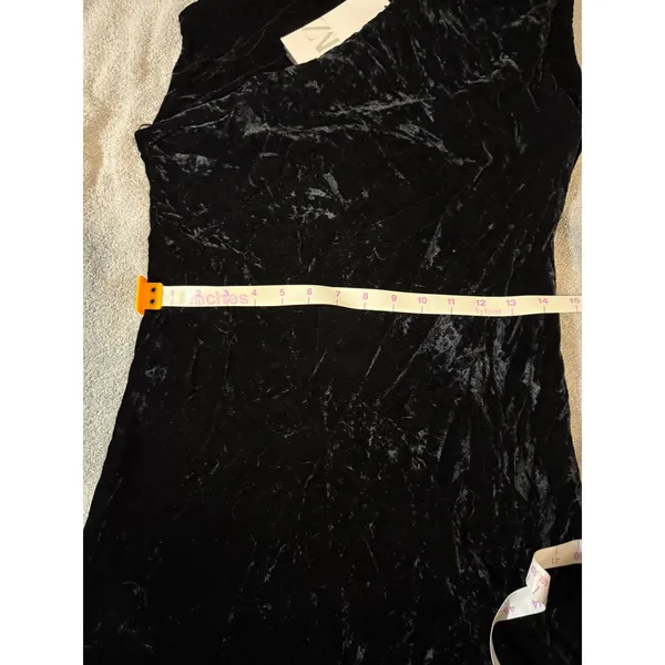 NWT Zara Black Velvet‎ One Shoulder Mini Dress Asymmetrical SZ Small Formal Chic - Image 6
