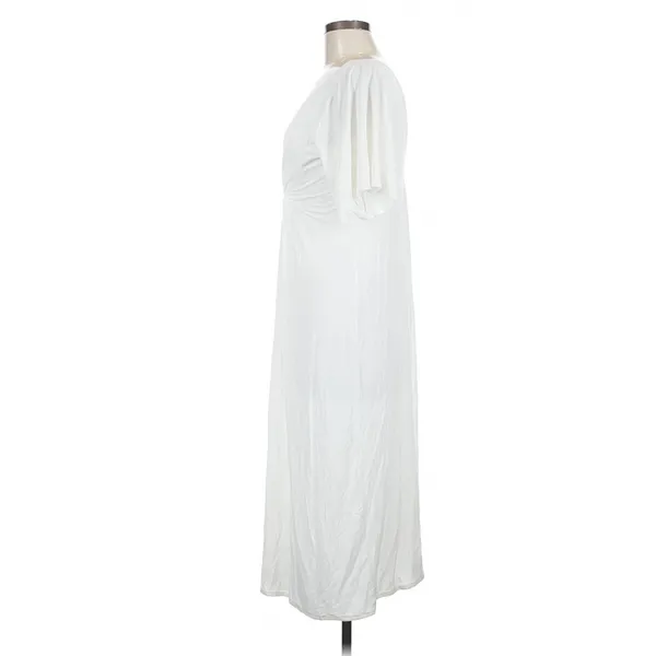 Ten Tomorrow Ivory Kori Pleated Maxi Dress Deep V Neck XS Coastal Minimalist - Image 8