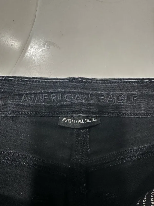 American Eagle black ripped jeans super hi-rise jegging - Image 5