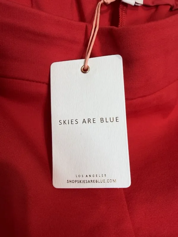 NWT Skies Are Blue Trouser Pants Elastic Waist Red Sz L (34x27) High Rise NEW - Image 7
