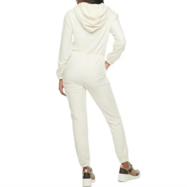 Y2K Vibes! Juicy Couture Velour hooded Jumpsuit - Cream - Image 6