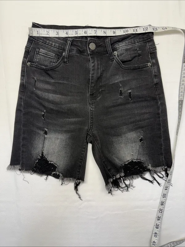 RISEN Black Denim Distressed Shorts - Image 5