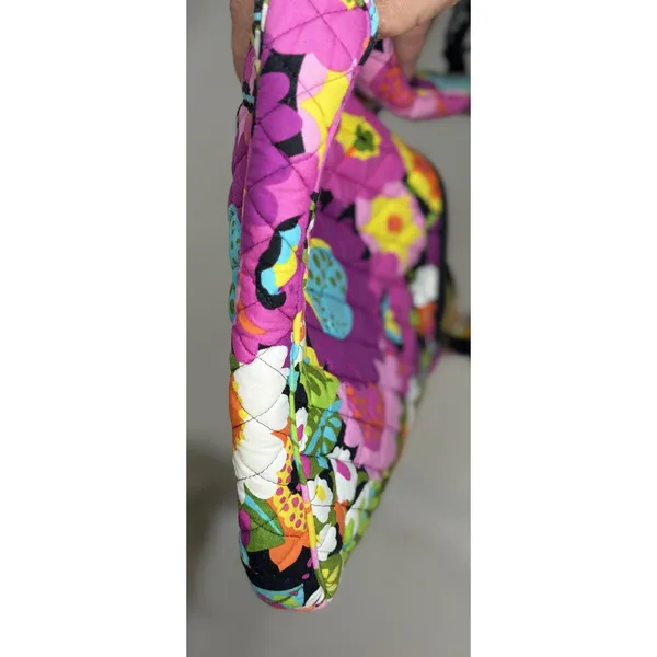 Vera Bradley Rhythm and Blues Quilted Floral Crossbody Bag Purple Pink Orange - Image 6