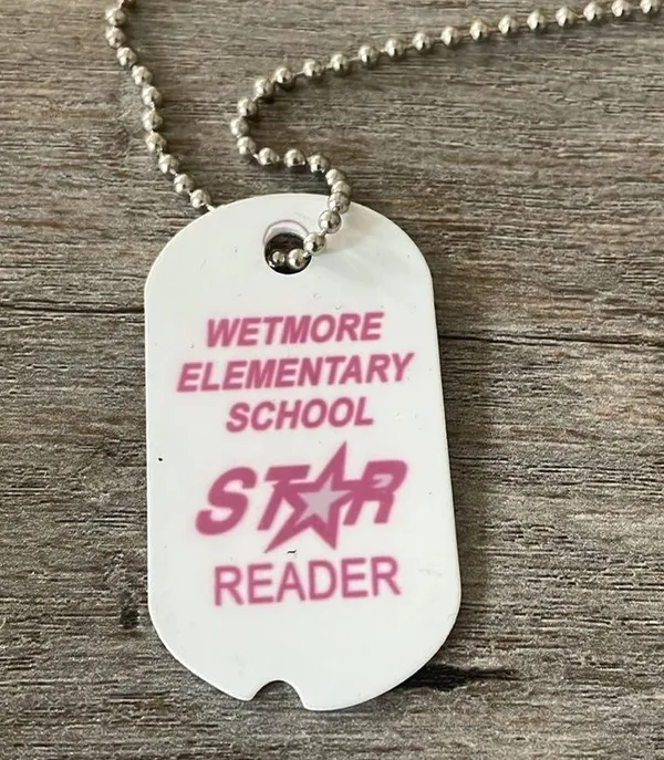 Wetmore Elementary School Star Reader Tag With Chain, Vintage Award - Image 2