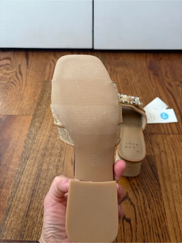 a new day Kathleen Tan Jeweled Block Heel Slide Sandals Size 7.5 New with Tags - Image 5