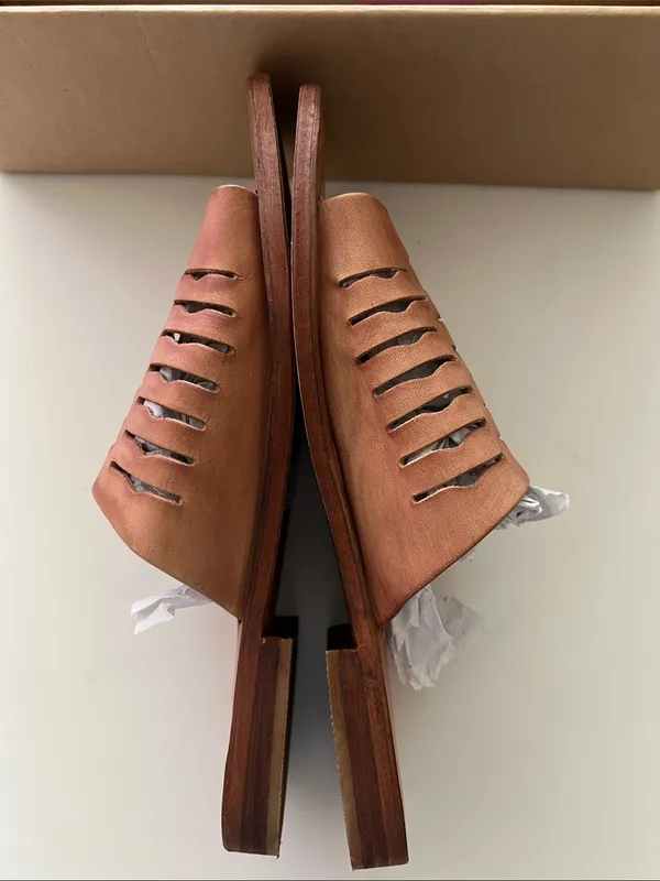 Free People Slice of Sun Leather Slide Sandals Brown NIB No Lid Size 8 / 38 - Image 3
