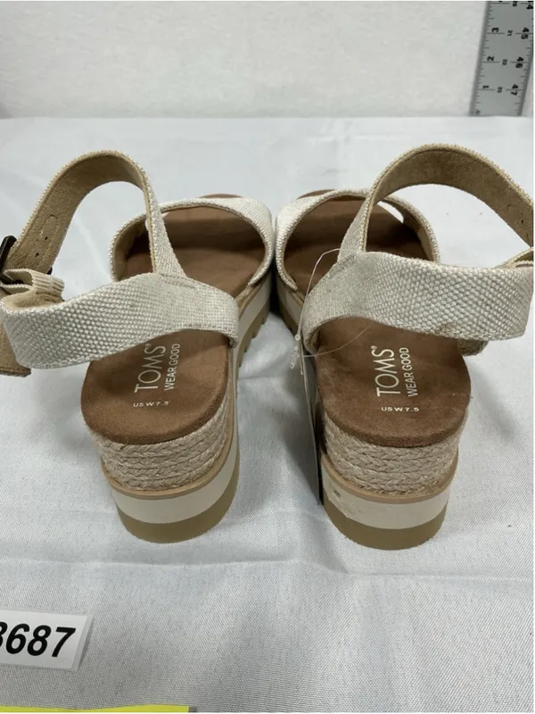 Womans New Toms Diana Strappy Platform Espadrille Wedge Sandals Size 7.5 Natural - Image 4