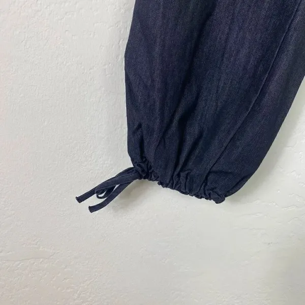 Vintage y2k What’s Hot… Dark Wash Chambray Denim Tie Ankle Cropped Pants Size L - Image 4