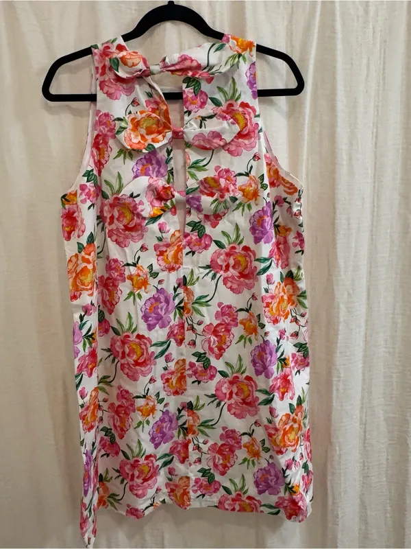 Sleeveless Floral A-Line Dress in Pink and Green - Image 4