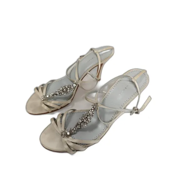Women Grazia Rhinestone Heeled Sandals Ivory Size 9.5B - Image 2