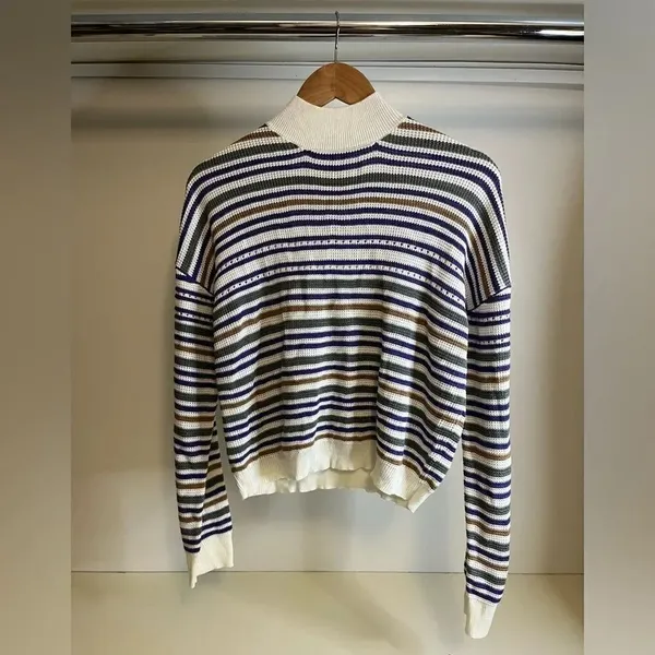 NWT Ten Sixty Sherman Woman’s Stripe Mock Neck Sweater -L - Image 3