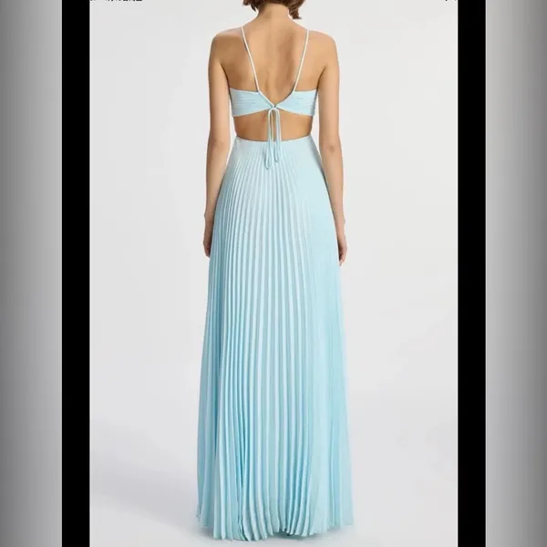 ALC Frank Moira Satin Pleated Maxi Dress 2 - Image 3