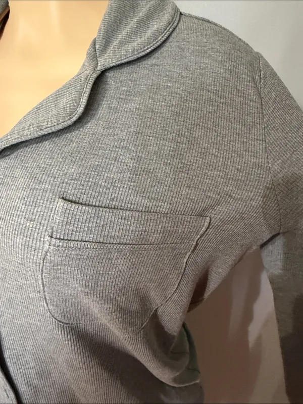 SKIMS Gray Long-Sleeve Button-Down pj Shirt - Image 3
