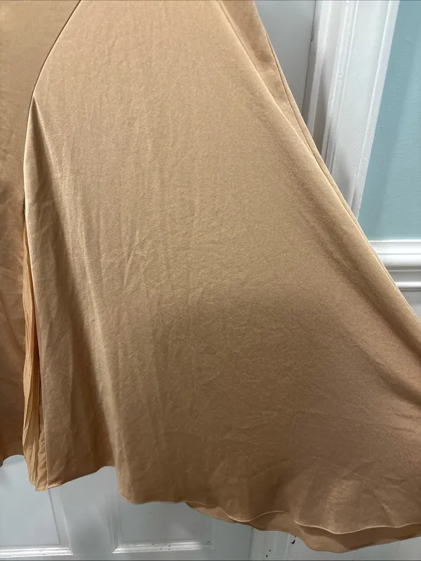 Vince Women’s Mixed Media Panel Asymmetrical Skirt Size 14 Gold Satin NWOT - Image 3