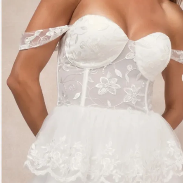 LULU's Sexy Floral Bridal Shower Reception Romantic Corset Off the Shoulder - Image 6
