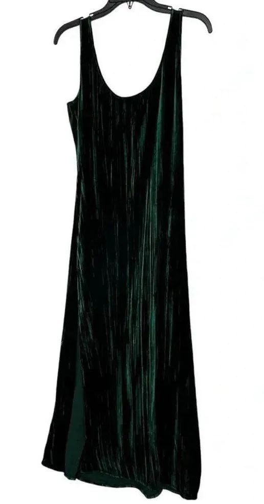 Enza Costa Silk Blend Textured Velvet Tank Green Maxi Dress Womens Size Small - Image 9