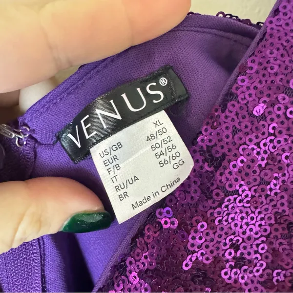 Venus Purple Sequin Maxi Dress Size XL - Image 6