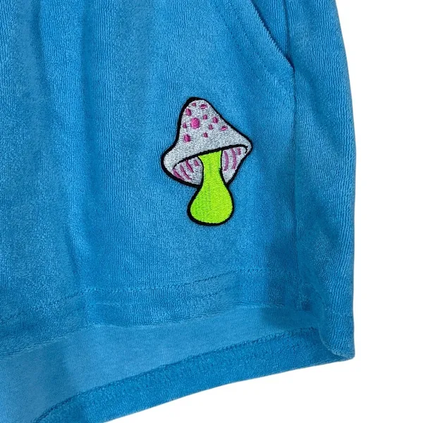 NWT Fabletics Terry Short Short Solid Blue Mushroom Patch Lounge Size S 6 - Image 3