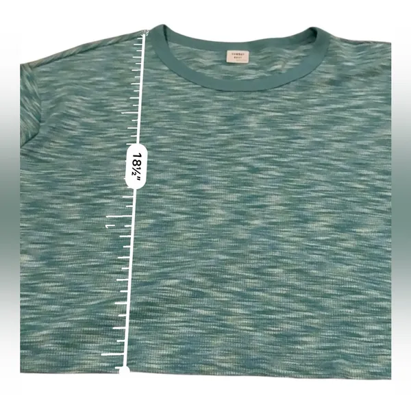 Aritzia Sunday Best Blue Green Space Dye Long Sleeve Cropped Top‎ Sz L - Image 7