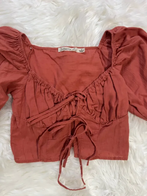 Liberty Love Terracotta Puff Sleeve Blouse  - Image 3