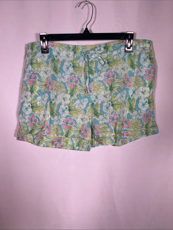 Crafted By Mahogany Womens Pajama Set Green Hawaiian Floral Xl Cotton - Image 5
