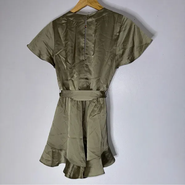 show me your mumu XS Say I Do Short Romper‎ Mass Green Satin - Image 5