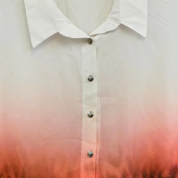 Deb Ombre Leopard Print Sleeveless Button Down Blouse Size 2X White - Image 2