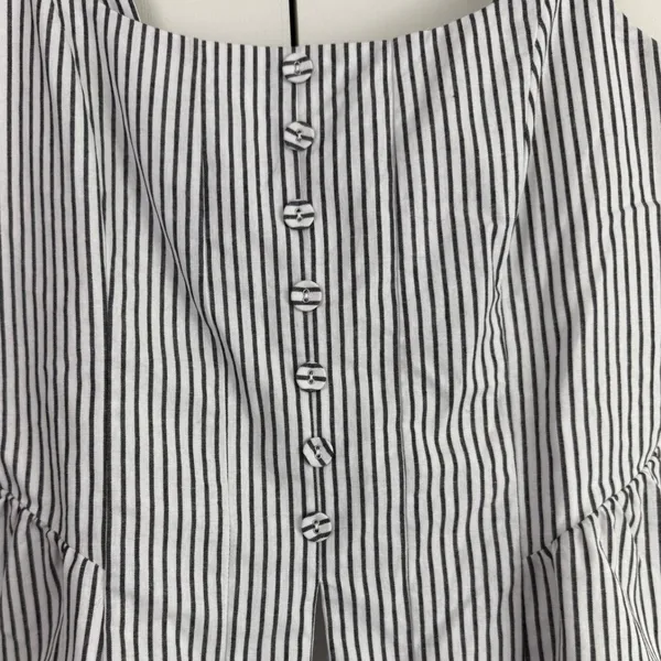 WAYF‎ Striped Peplum Camisole Top Black White Linen Blend Button Front Large NWT - Image 4