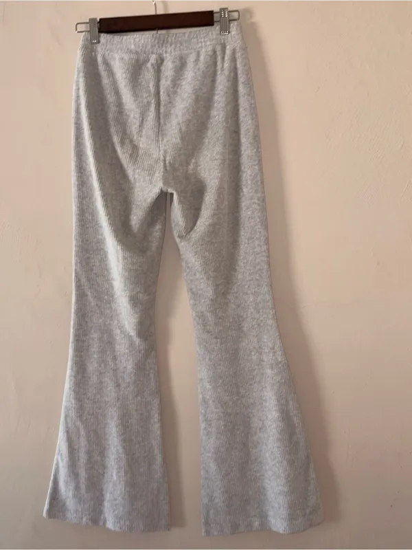 Aerie Groove-On Rib Velour Flare Pant Grey Size XS Regular - Image 6
