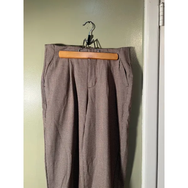 A New Day Womens Sz 6 Wide Leg Dress Pant Trousers Pleated Houndstooth Cream Tan - Image 2