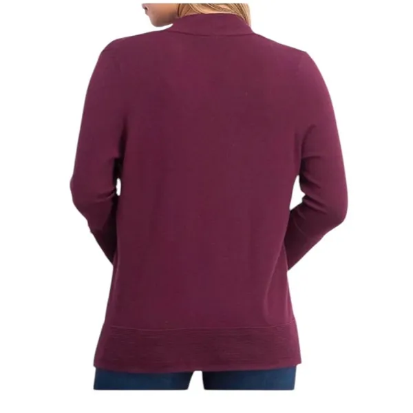 Evolution by Cyrus Myna Cardigan Small Burgundy Open Front Button Sleeve NWOT - Image 2