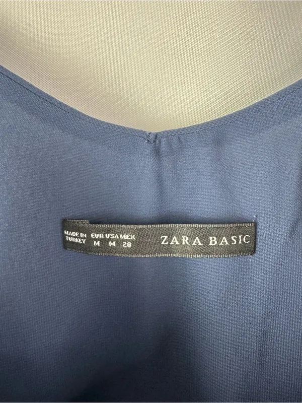 Zara Navy Blue Layered Chiffon Tank Top‎ M - Image 3