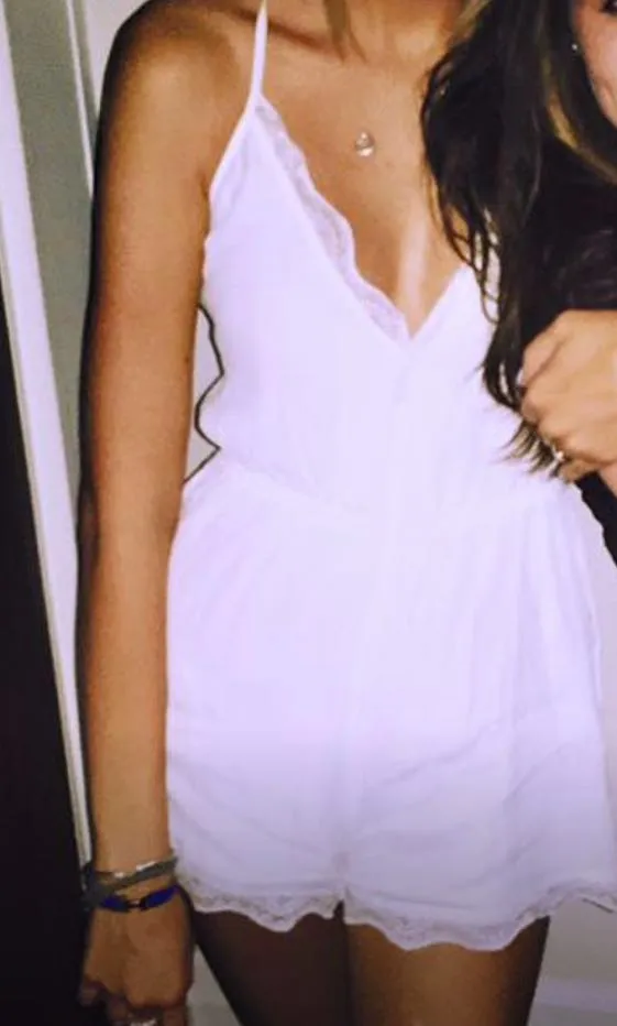 Tularosa White Charmer Plunge Romper - Image 2