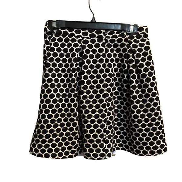Boden A-Line Full Skirt Womens Size 8R White Black‎ Polka Dot Polyester Knit - Image 2