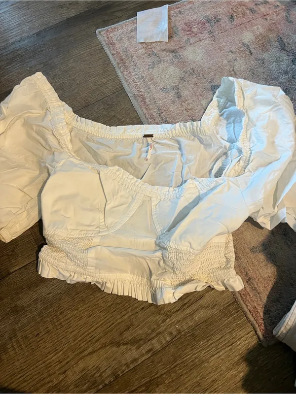 Free people White Puff-Sleeve Cropped Top - Image 3