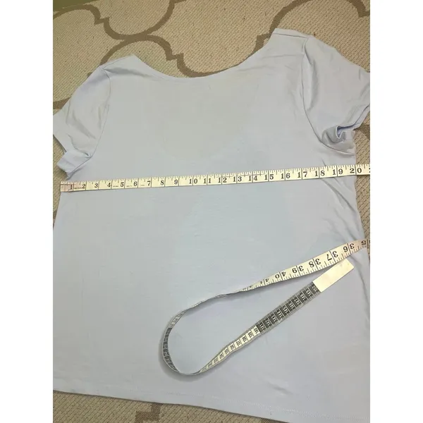 GAP Boatneck Open Back T-Shirt Serene Blue Scoop Back Short Sleeve Top XL - Image 4