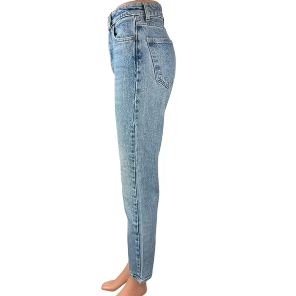 Zara Women's Blue Light Wash High Waisted Straight Tapered Ankle Denim Jeans 4 - Image 2