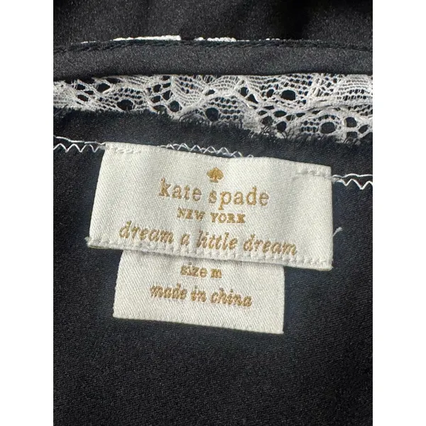 Kate Spade Dream a Little Dream Lace Romper Black Ivory Medium - Image 2