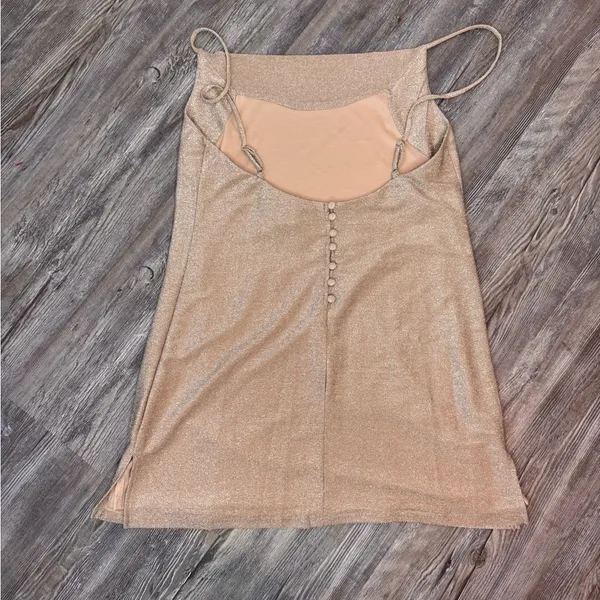 Princess Polly Womens Kailey Mini Dress Champagne Sparkly Spaghetti Size 6 Small - Image 6